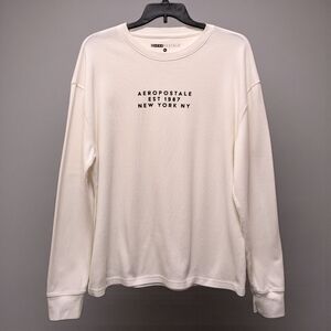 Aeropostale White Crew Neck Long Sleeve Soft Thermal Pullover Men's XL